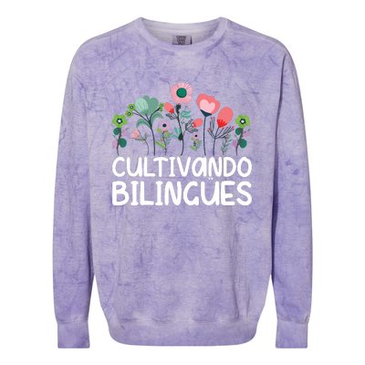 Cultivando Bilinges Spanish Teacher Spanish Teaching Colorblast Crewneck Sweatshirt