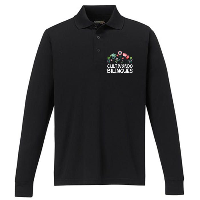 Cultivando Bilinges Spanish Teacher Spanish Teaching Performance Long Sleeve Polo