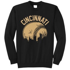 Cincinnati Baseball Skyline Ohio Player Coach Fan Sweatshirt