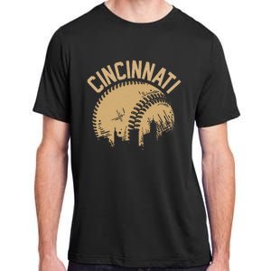 Cincinnati Baseball Skyline Ohio Player Coach Fan Adult ChromaSoft Performance T-Shirt