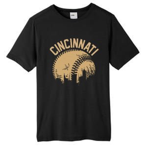 Cincinnati Baseball Skyline Ohio Player Coach Fan Tall Fusion ChromaSoft Performance T-Shirt