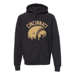 Cincinnati Baseball Skyline Ohio Player Coach Fan Premium Hoodie