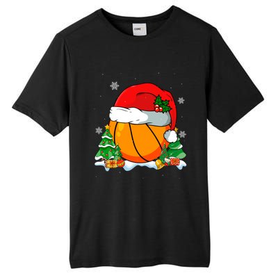 Cool Basketball Santa Hat Christmas Tree Basketball Lover Gift Tall Fusion ChromaSoft Performance T-Shirt