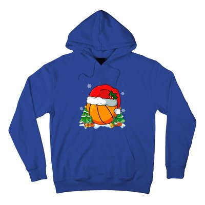 Cool Basketball Santa Hat Christmas Tree Basketball Lover Gift Hoodie