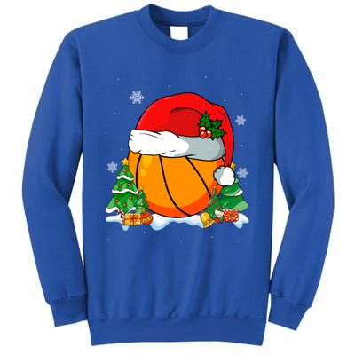 Cool Basketball Santa Hat Christmas Tree Basketball Lover Gift Sweatshirt