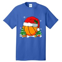 Cool Basketball Santa Hat Christmas Tree Basketball Lover Gift Tall T-Shirt