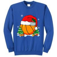 Cool Basketball Santa Hat Christmas Tree Basketball Lover Gift Tall Sweatshirt