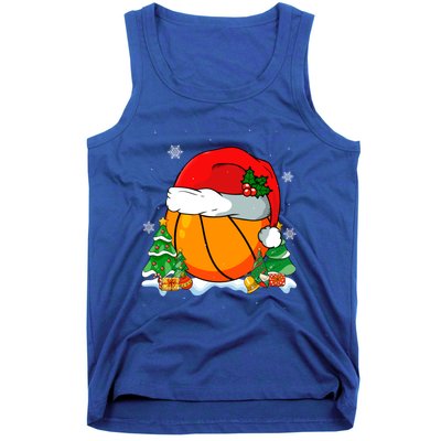 Cool Basketball Santa Hat Christmas Tree Basketball Lover Gift Tank Top