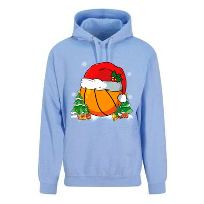 Cool Basketball Santa Hat Christmas Tree Basketball Lover Gift Unisex Surf Hoodie