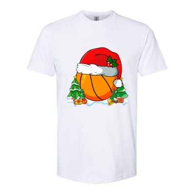 Cool Basketball Santa Hat Christmas Tree Basketball Lover Gift Softstyle CVC T-Shirt