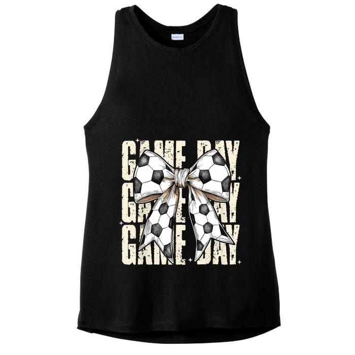 Coquette Bow Soccer Funny Game Day Soccer Ladies PosiCharge Tri-Blend Wicking Tank