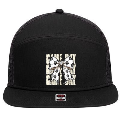 Coquette Bow Soccer Funny Game Day Soccer 7 Panel Mesh Trucker Snapback Hat