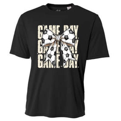 Coquette Bow Soccer Funny Game Day Soccer Cooling Performance Crew T-Shirt