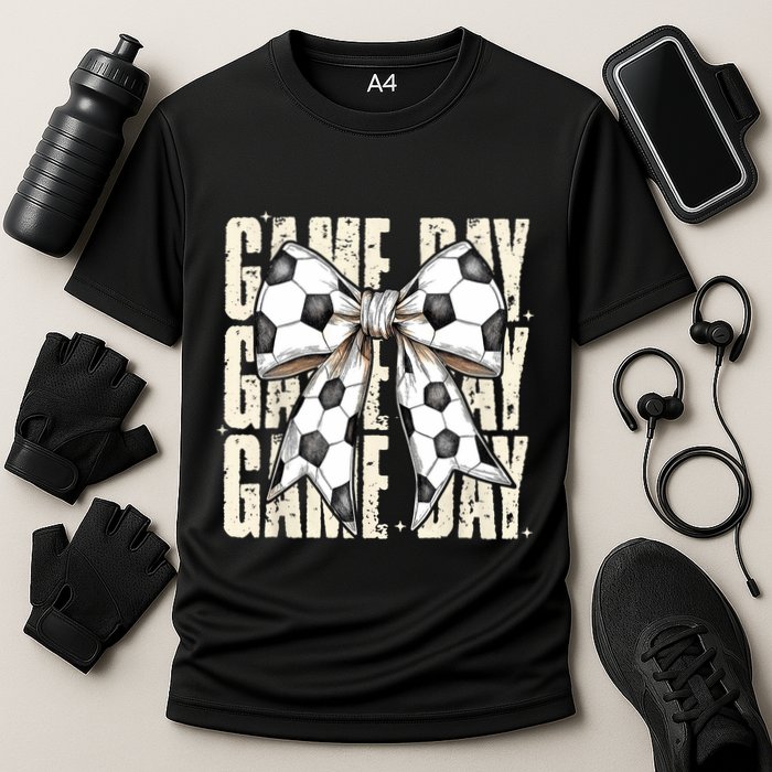 Coquette Bow Soccer Funny Game Day Soccer Performance Shirt