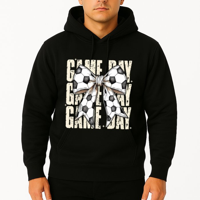 Coquette Bow Soccer Funny Game Day Soccer Hoodie