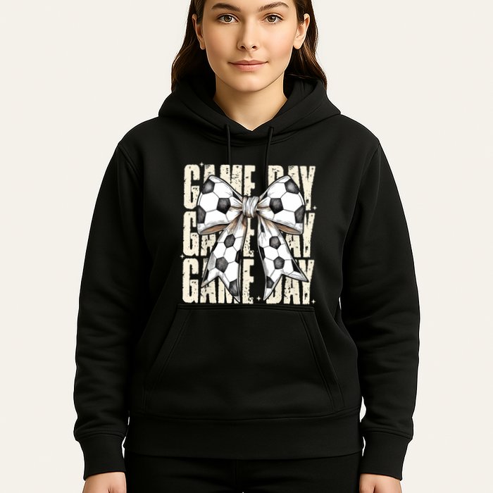 Coquette Bow Soccer Funny Game Day Soccer Hoodie