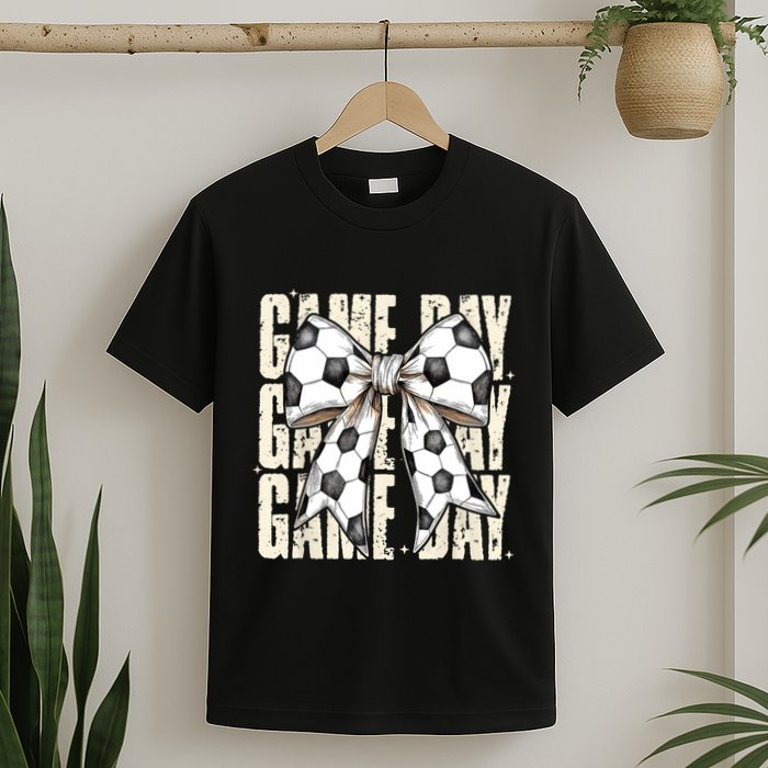 Coquette Bow Soccer Funny Game Day Soccer T-Shirt
