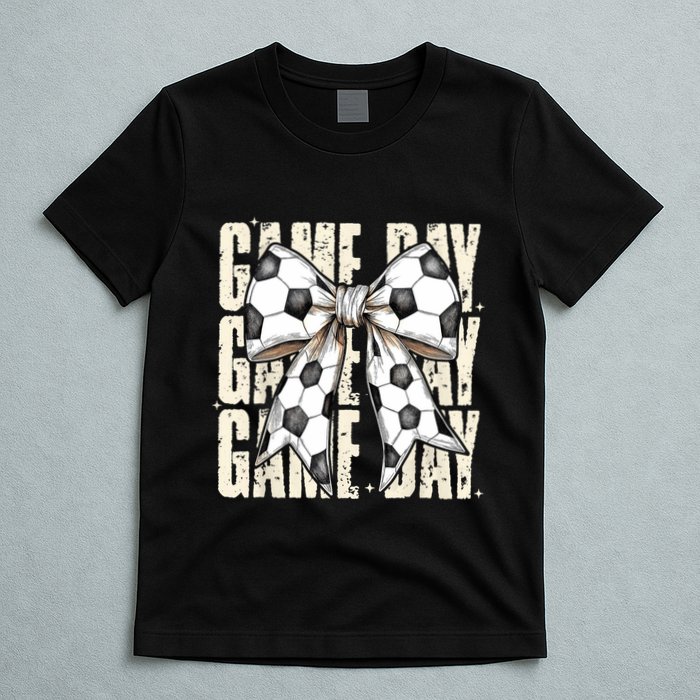 Coquette Bow Soccer Funny Game Day Soccer T-Shirt