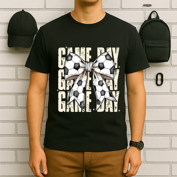 Coquette Bow Soccer Funny Game Day Soccer T-Shirt