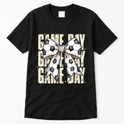 Coquette Bow Soccer Funny Game Day Soccer Tall T-Shirt