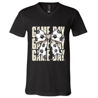 Coquette Bow Soccer Funny Game Day Soccer V-Neck T-Shirt