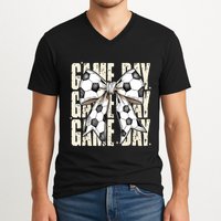 Coquette Bow Soccer Funny Game Day Soccer V-Neck T-Shirt