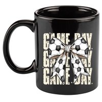 Coquette Bow Soccer Funny Game Day Soccer 11oz C Handle Ceramic Mug
