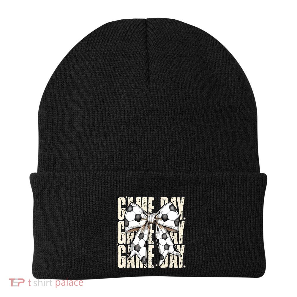 Coquette Bow Soccer Funny Game Day Soccer Beanie