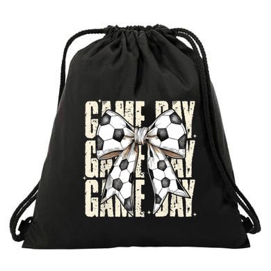 Coquette Bow Soccer Funny Game Day Soccer Drawstring Bag