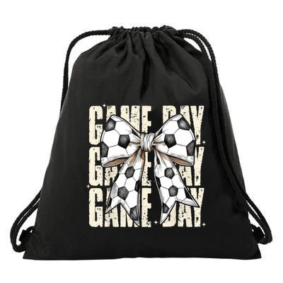 Coquette Bow Soccer Funny Game Day Soccer Drawstring Bag