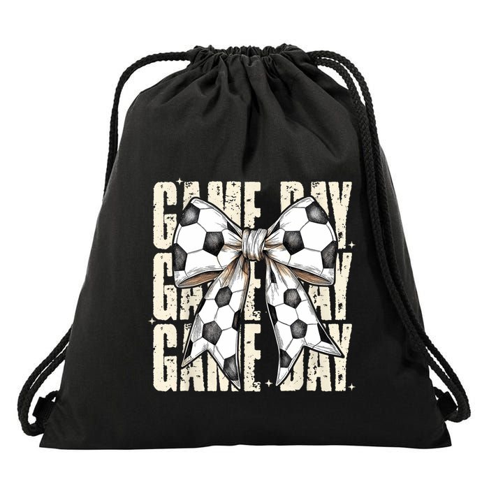 Coquette Bow Soccer Funny Game Day Soccer Drawstring Bag