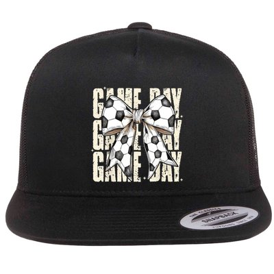Coquette Bow Soccer Funny Game Day Soccer Flatbill Hat
