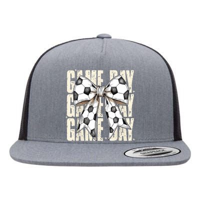 Coquette Bow Soccer Funny Game Day Soccer Flat Bill Trucker Hat