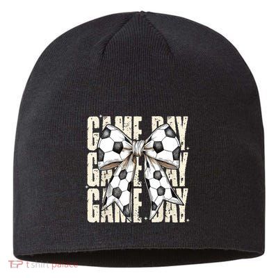 Coquette Bow Soccer Funny Game Day Soccer Sustainable Beanie