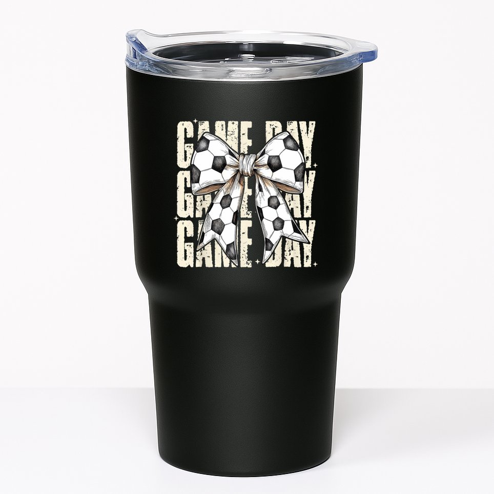 Coquette Bow Soccer Funny Game Day Soccer Tumbler
