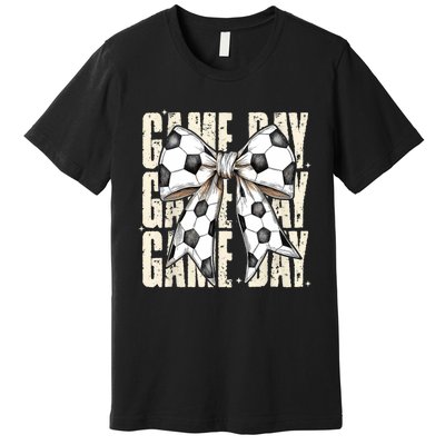 Coquette Bow Soccer Funny Game Day Soccer Premium T-Shirt