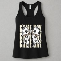 Coquette Bow Soccer Funny Game Day Soccer Womens Tank Top