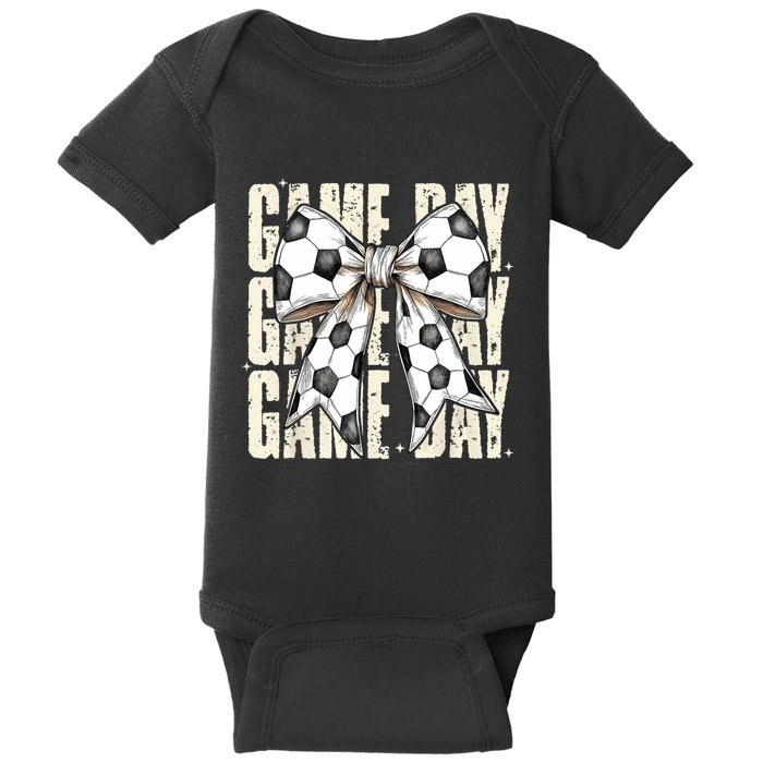 Coquette Bow Soccer Funny Game Day Soccer Baby Bodysuit