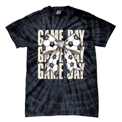 Coquette Bow Soccer Funny Game Day Soccer Tie-Dye T-Shirt