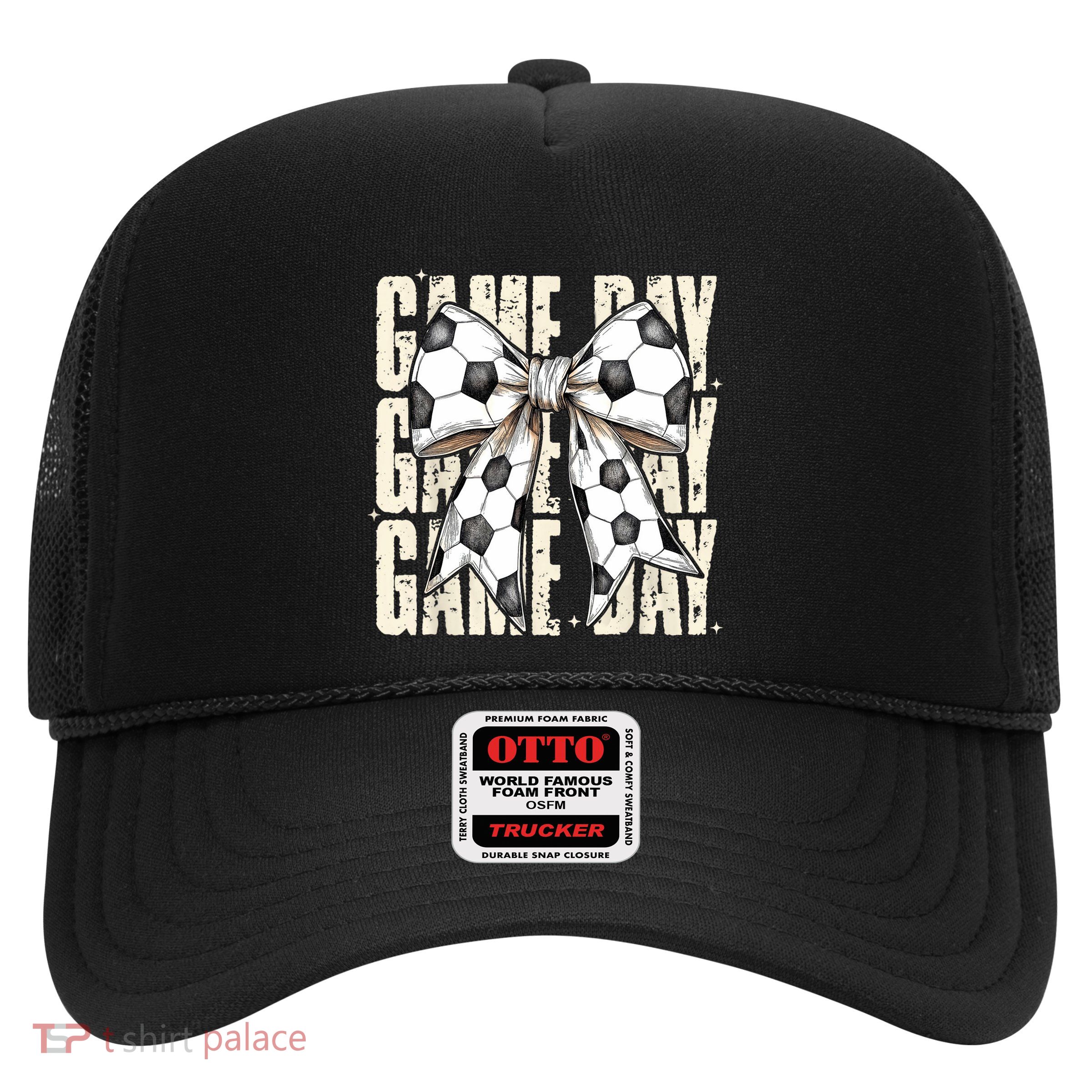 Coquette Bow Soccer Funny Game Day Soccer Trucker Hat