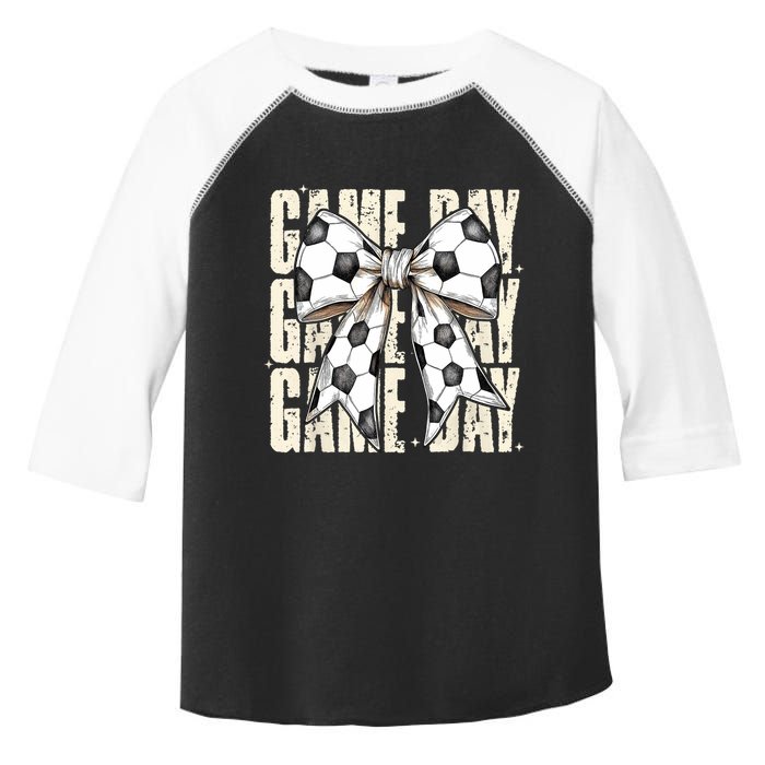 Coquette Bow Soccer Funny Game Day Soccer Toddler Fine Jersey T-Shirt
