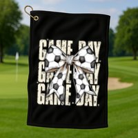 Coquette Bow Soccer Funny Game Day Soccer Golf Towel