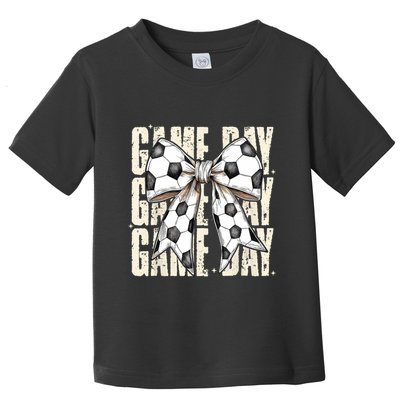 Coquette Bow Soccer Funny Game Day Soccer Toddler T-Shirt