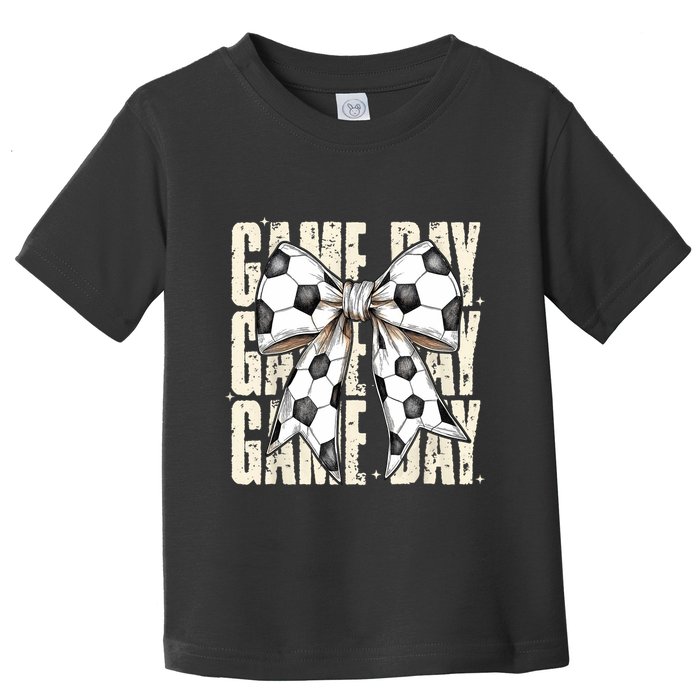 Coquette Bow Soccer Funny Game Day Soccer Toddler T-Shirt