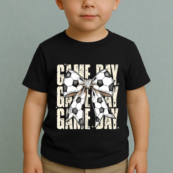 Coquette Bow Soccer Funny Game Day Soccer Toddler T-Shirt