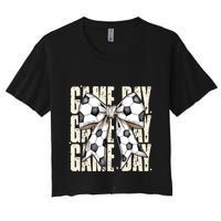 Coquette Bow Soccer Funny Game Day Soccer Crop Top