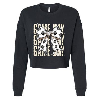Coquette Bow Soccer Funny Game Day Soccer Cropped Pullover Crew