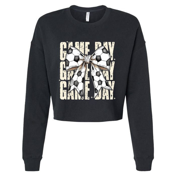 Coquette Bow Soccer Funny Game Day Soccer Cropped Pullover Crew