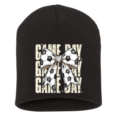 Coquette Bow Soccer Funny Game Day Soccer Short Acrylic Beanie