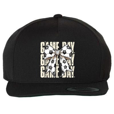Coquette Bow Soccer Funny Game Day Soccer Wool Snapback Cap